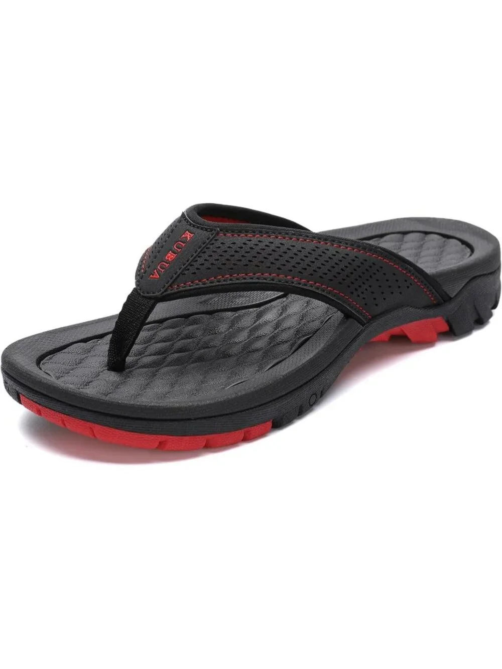 Men's Black And Red Beach Flip-Flops Water Outdoor Athletic Thong Sandal Slipper
